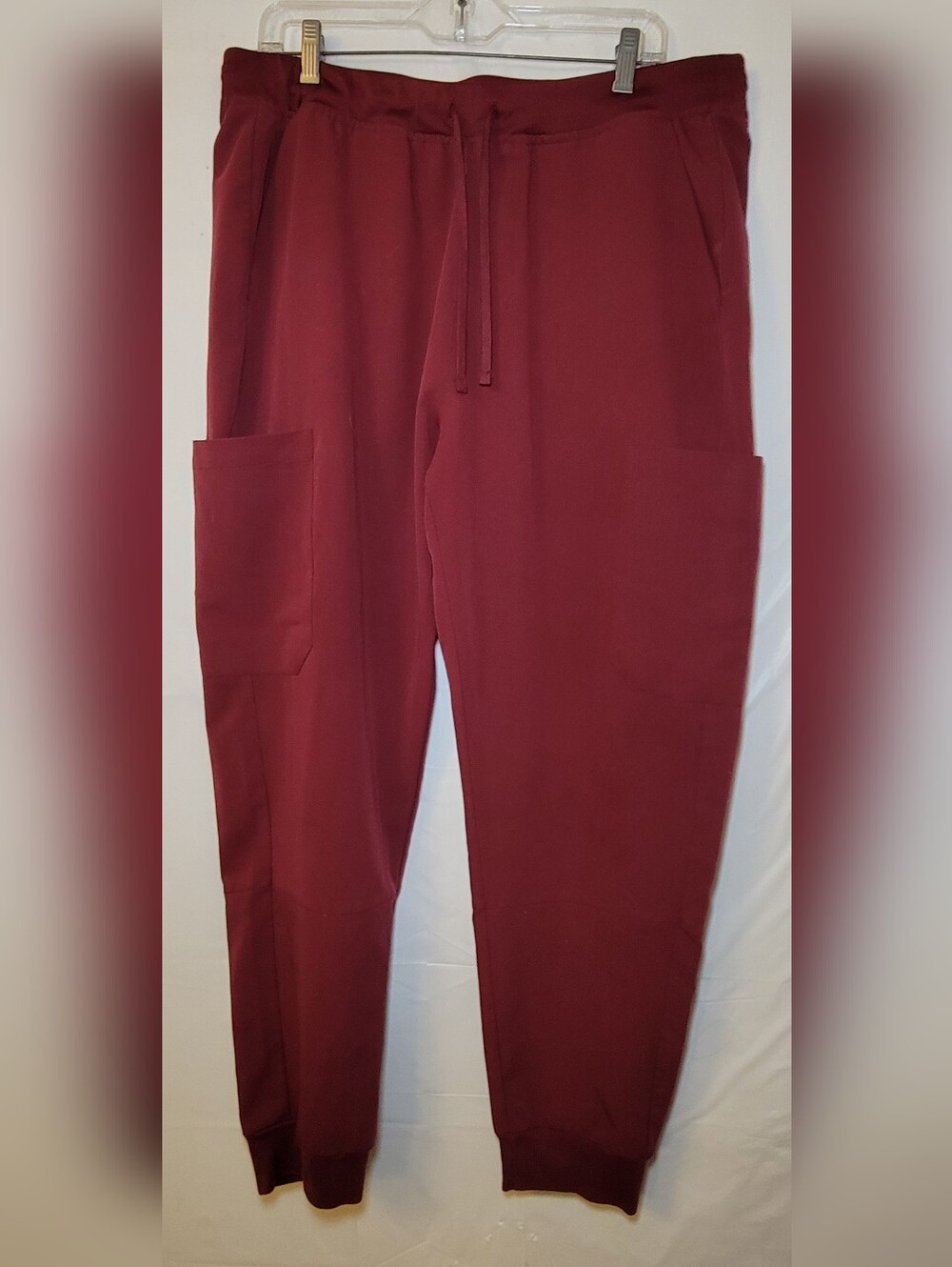Relaxed Burgundy Cargo Scrubs Pants